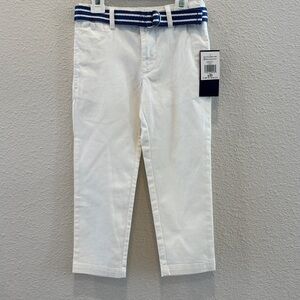 Ralph Lauren White Trousers with Navy Striped Belt